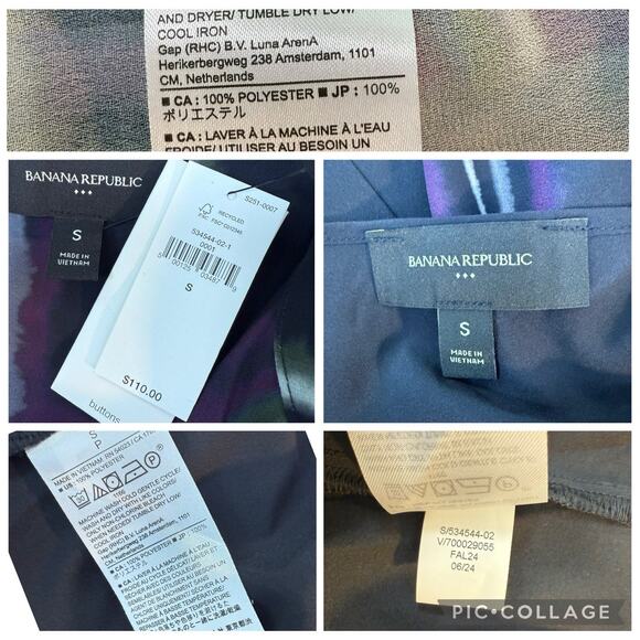 New Banana Republic Black Striped Full Button Shirt Dress Small Fall 24 Belted - Picture 9 of 11